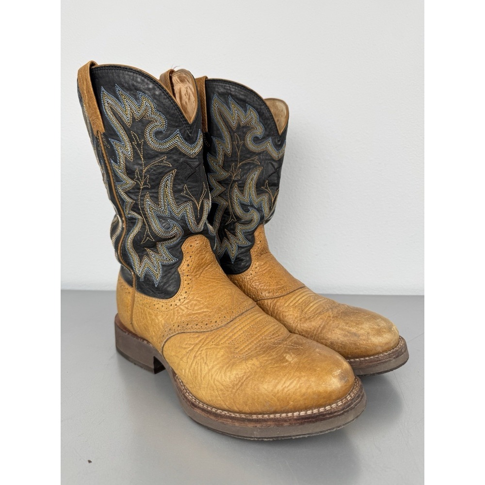 Twisted X Cowboy Boots Mens 9.5 C Tan Leather Embroidered Western Round Toe Work